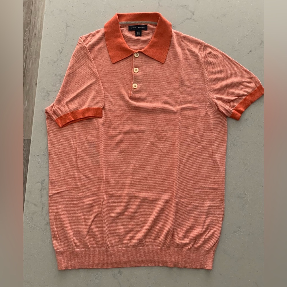 Banana Republic Men’s Polo Sweater with Ribbed Hem and Cuffs
